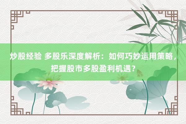 炒股经验 多股乐深度解析：如何巧妙运用策略，把握股市多股盈利机遇？