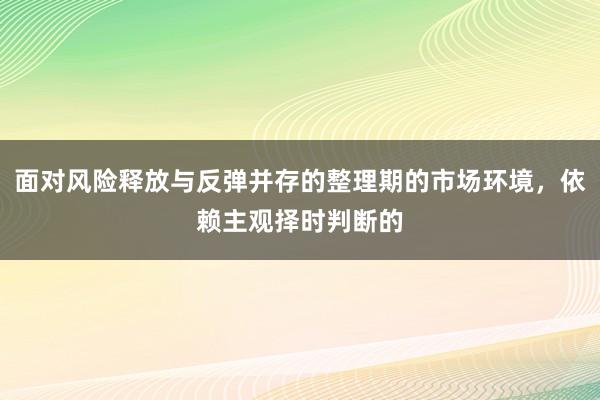 面对风险释放与反弹并存的整理期的市场环境，依赖主观择时判断的